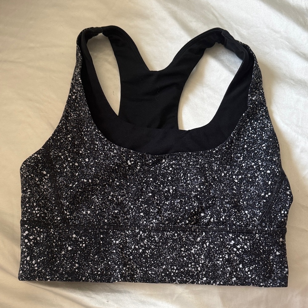 Lululemon Athletica Black and White Speckled Sports Bra